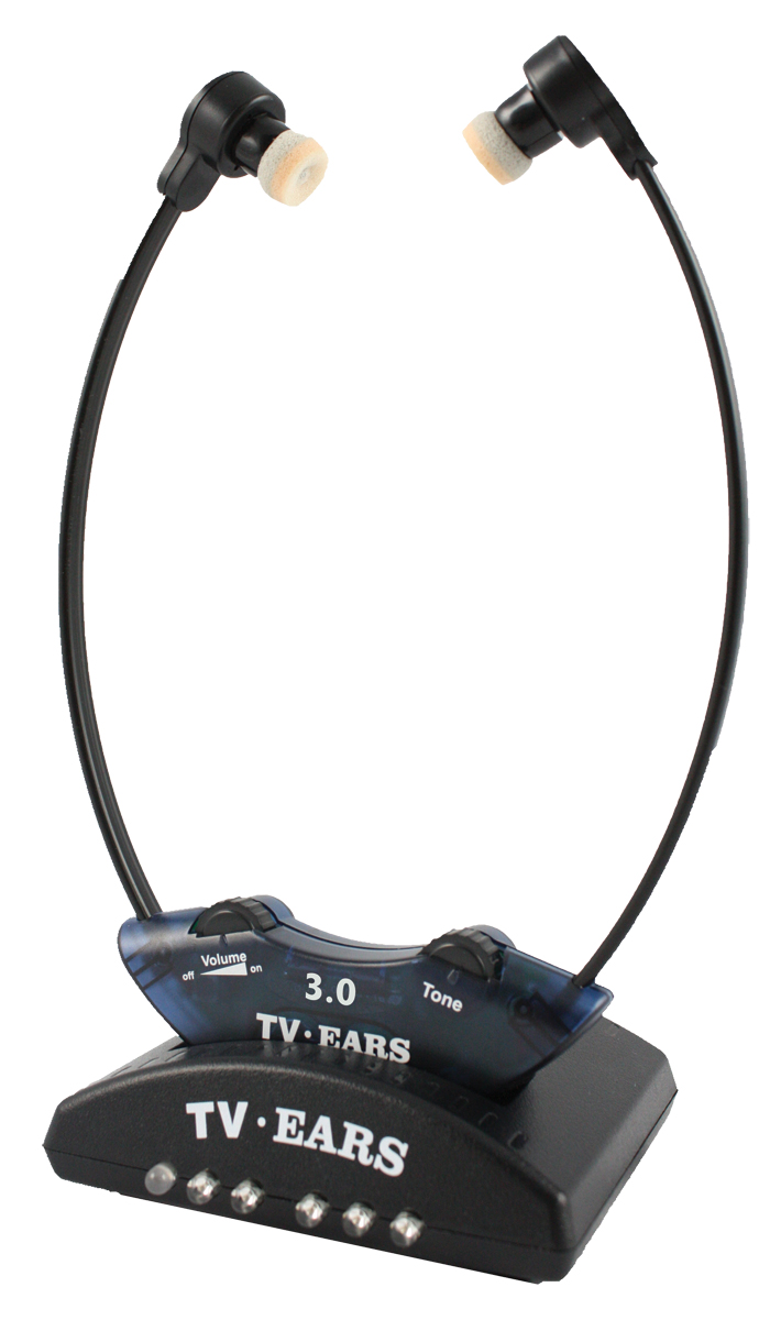 The TV Ears 3.0 Infrared TV/Audio Listening System headset gives you up to 120 decibels of power and is lightweight and comfortable. The TV Ears 3.0 Infrared TV/Audio Listening System headset gives you up to 120 decibels of power and is lightweight and comfortable.