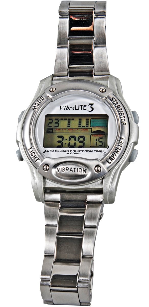 La montre Global VibraLITE3 en acier inoxydable offre une gamme complète de fonctions et un écran numérique lumineux.