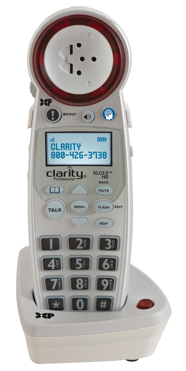 The XLC35-HS features a high-contrast caller ID display, large numbers, an illuminated dial pad and a belt clip for hands-free mobility.