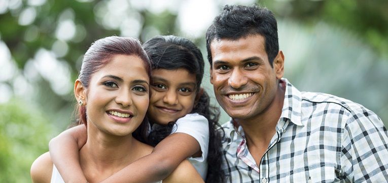 picture of family with mom, dad and child